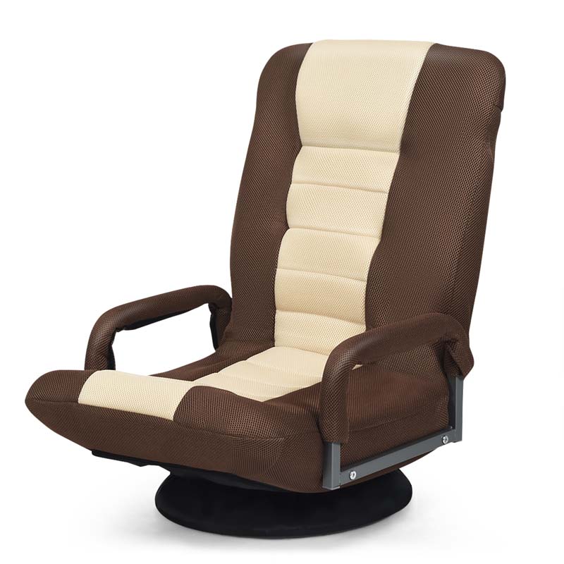 360�� Swivel Floor Gaming Chair, 6-Position Adjustable Folding Floor Chair Recliner, Breathable Mesh Fabric Lazy Soft Sofa