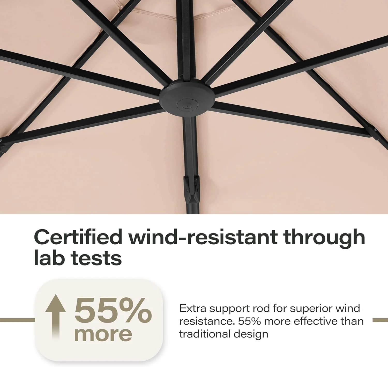 LAUSAINT HOME Outdoor Patio Umbrella with Base included, 11 FT Deluxe Curvy Cantilever Umbrella Heavy Duty Offset Hanging Umbrella with 360�� Rotation for Market, Pool, Garden, Backyard, Deck (Beige)