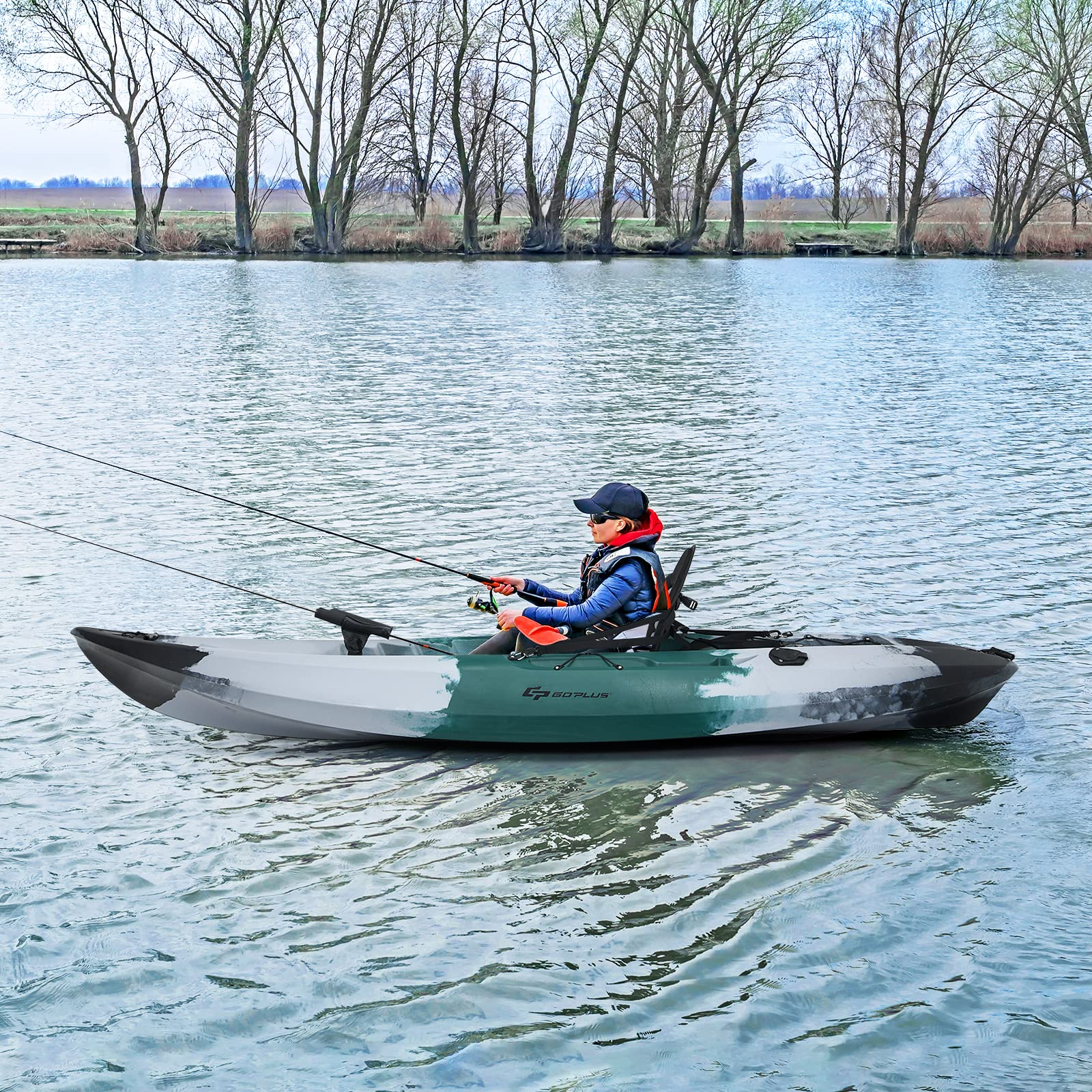 Sit-on-Top Fishing Kayaks for Adults, 9.7 FT One Person Recreational Touring Kayak