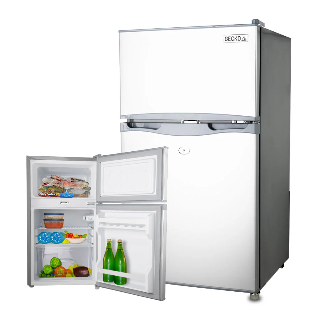 GECKO 95L Portable Upright Fridge, 12V/24V for Motorhome, Caravan, Silver