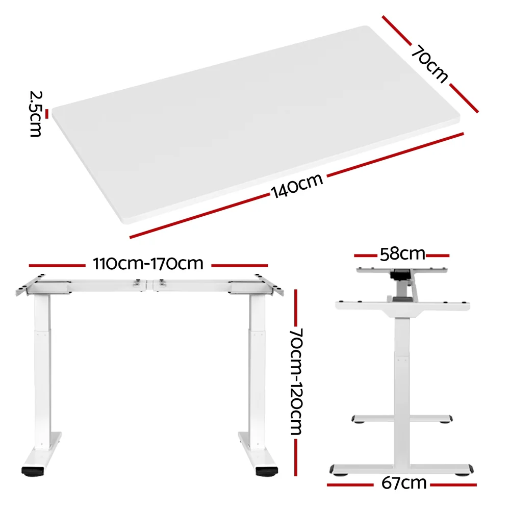 Artiss Standing Desk Motorised Dual Motor 140CM White