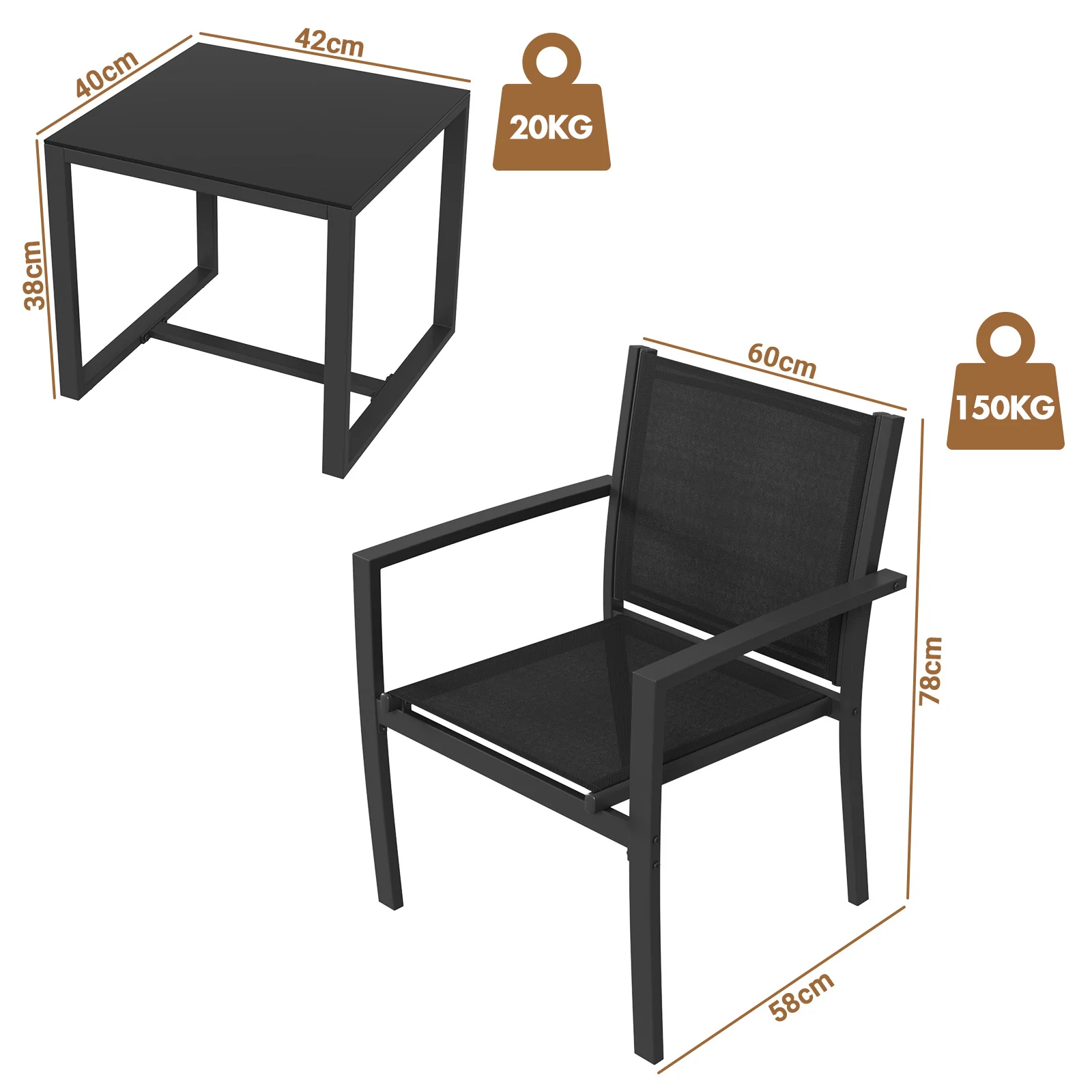 Patio Furniture Set 3 Pieces
