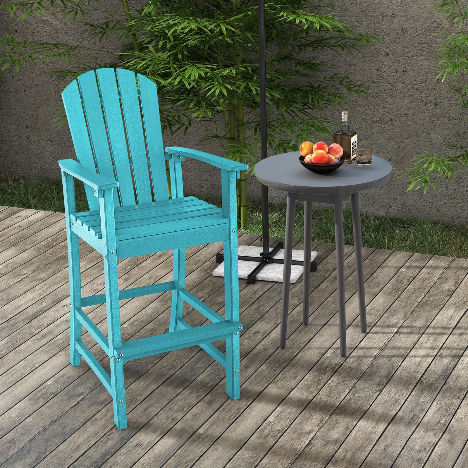 Outdoor HDPE Tall Adirondack Chairs with Armrests & Footrest, 30