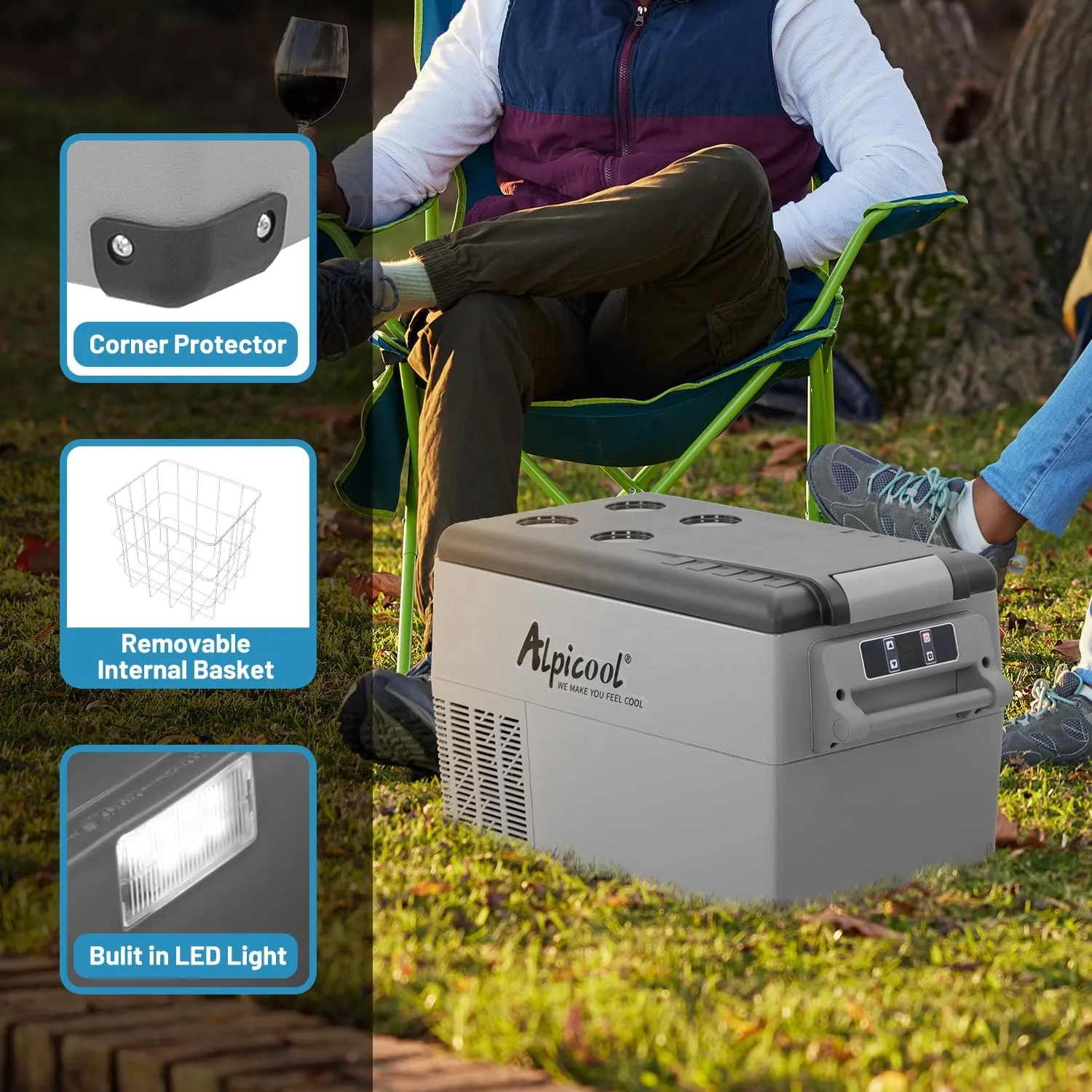 CF45 Portable Refrigerator 12 Volt Car Freezer 42 Quart Mini Fridge Freezer (-4??C~68??C) for Truck, RV, Vehicle, Travel, Outdoor -12/24V DC