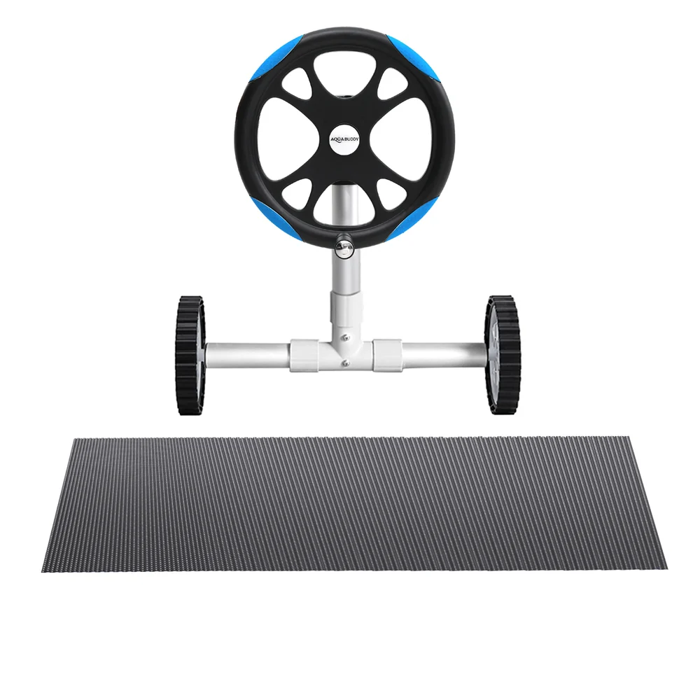 Aqua Buddy Pool Cover 600 Micron 11x4.8m w/ Roller 5.55m Black Solar Blanket