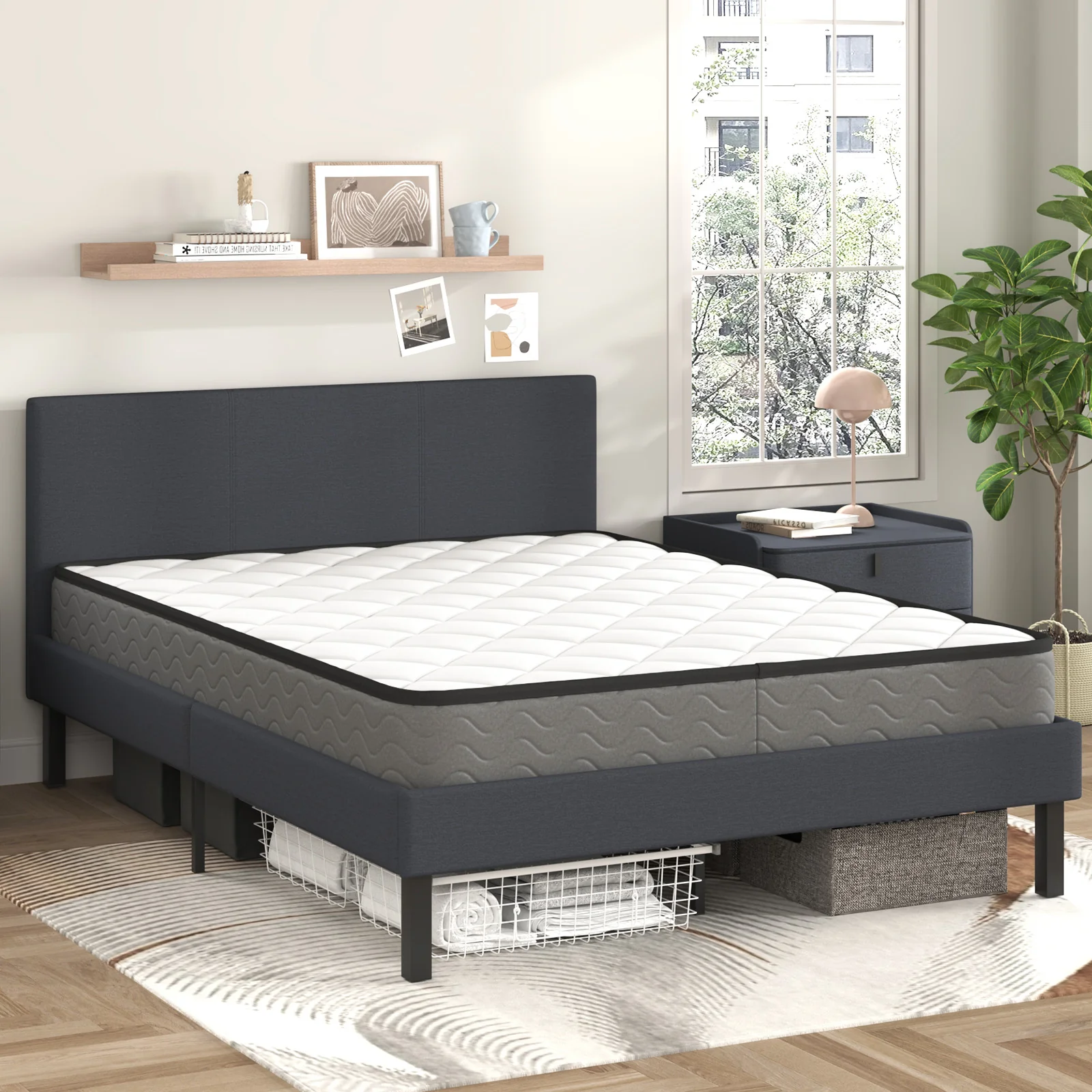 Bed Frame Double Size Mattress Base Upholstered