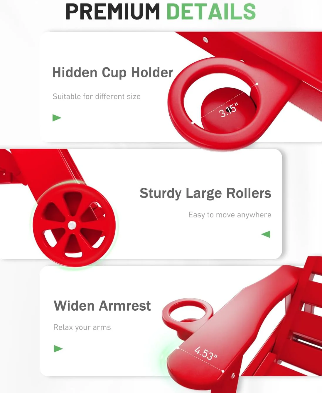 Lounge Chair Outdoor, Chaise Lounge, HDPE 6-Position Outdoor Chaise Lounge, Patio Lounge Chair with Wheels & Cup Holder for Pool Poolside Deck Backyard, Teak