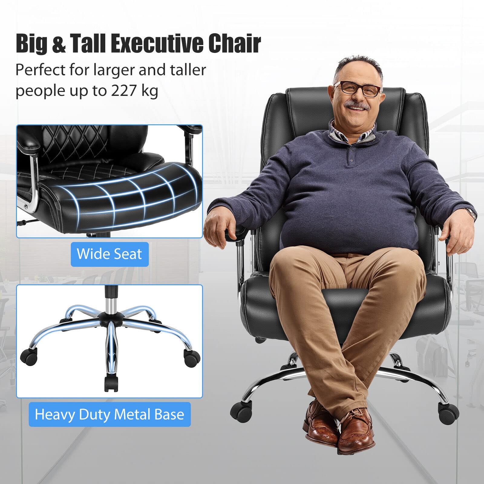 Giantex Big & Tall Office Chair, Height Adjustable Executive Chair