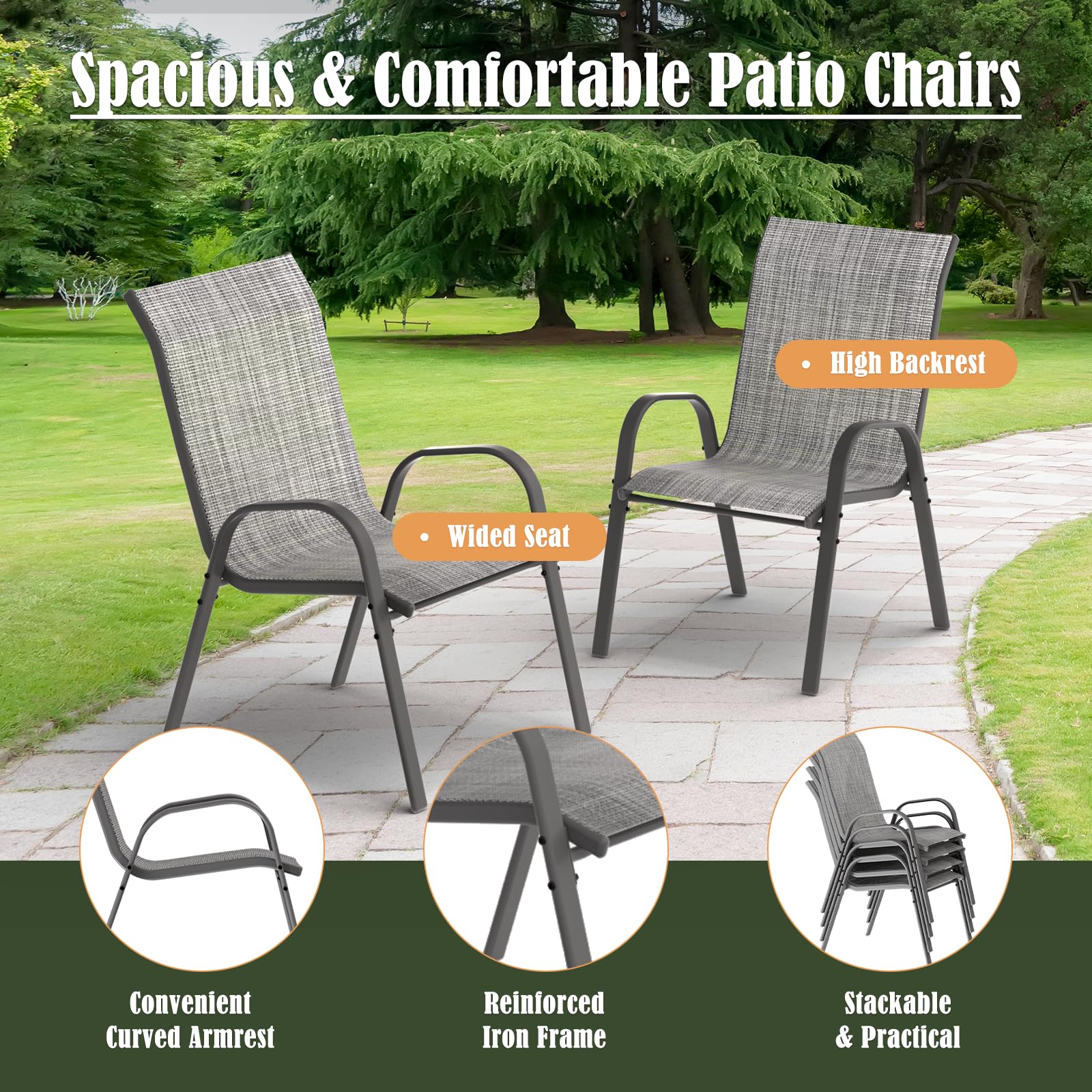 Amopatio Outdoor Dining Set of 5, Patio Table and Chairs Set