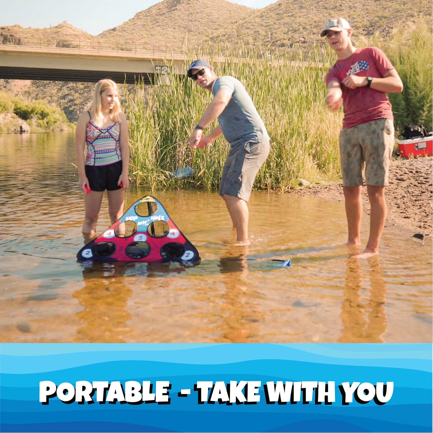 Fun Pool Game for Adults and Family | Stonne Skipping Meets Swimming Pool Cornhole Game Floating | Fun For All Ages, Easy Setup, Well Made | Portable Water and Lake Toy |