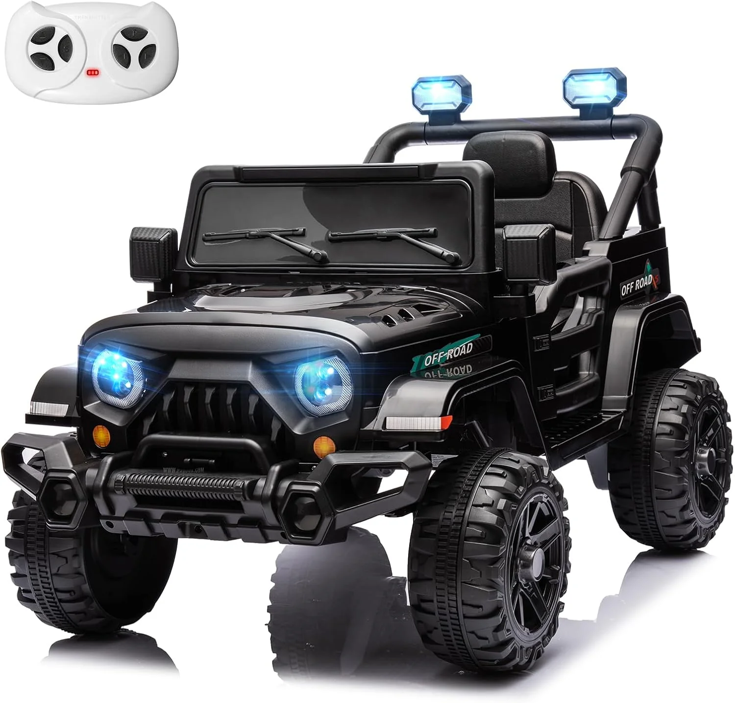 12V Kids Electric Ride on Truck Car Remote Control, Twin 35W Motors 3.5MPH Max Speed, Bluetooth USB Music Player, 4 Wheels Suspension LED Lights Safety Belt, Gift for Boy & Girl-Rosy