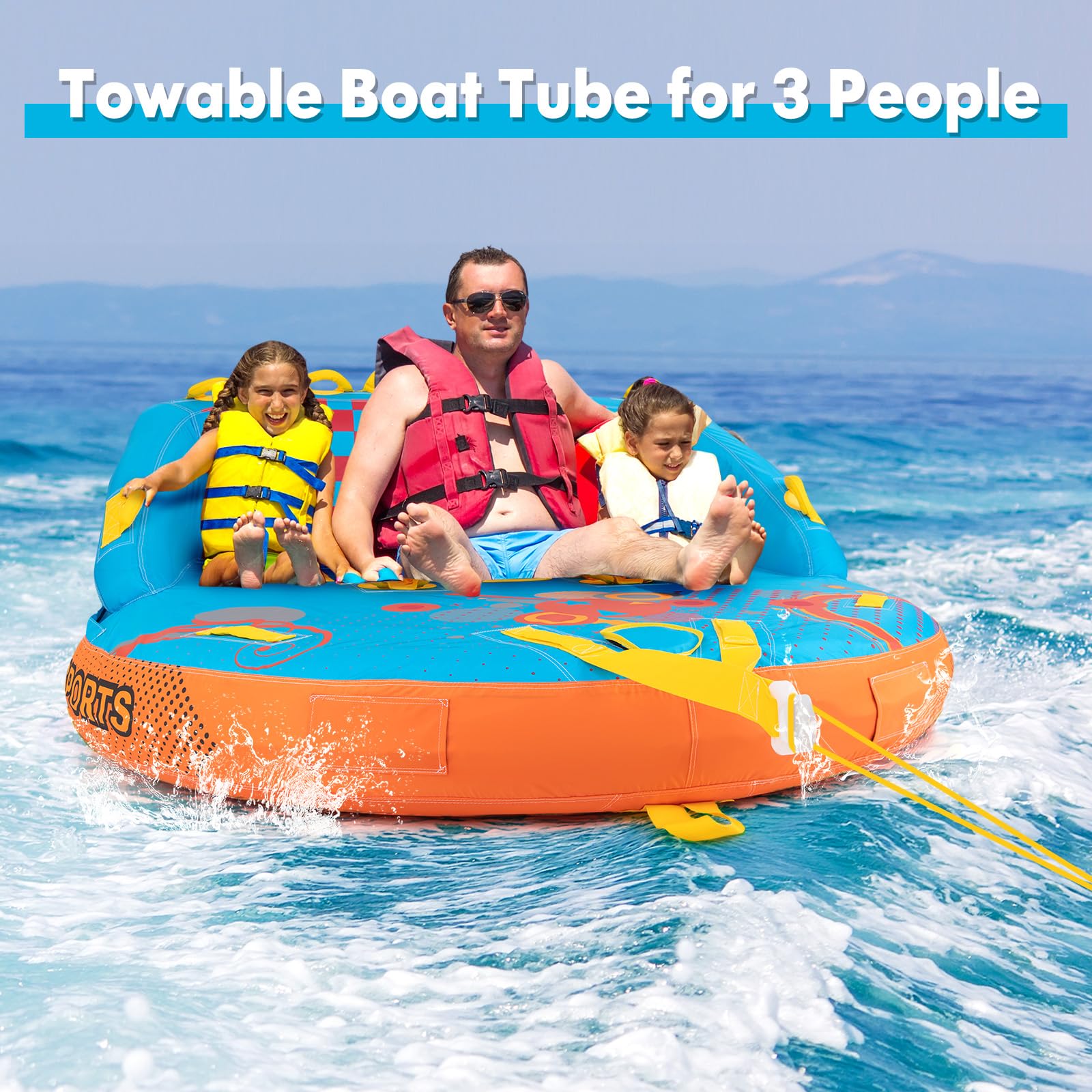 Inflatable Towable Tubes for Boating, 1-3 Riders Water Sport Towables for Boat