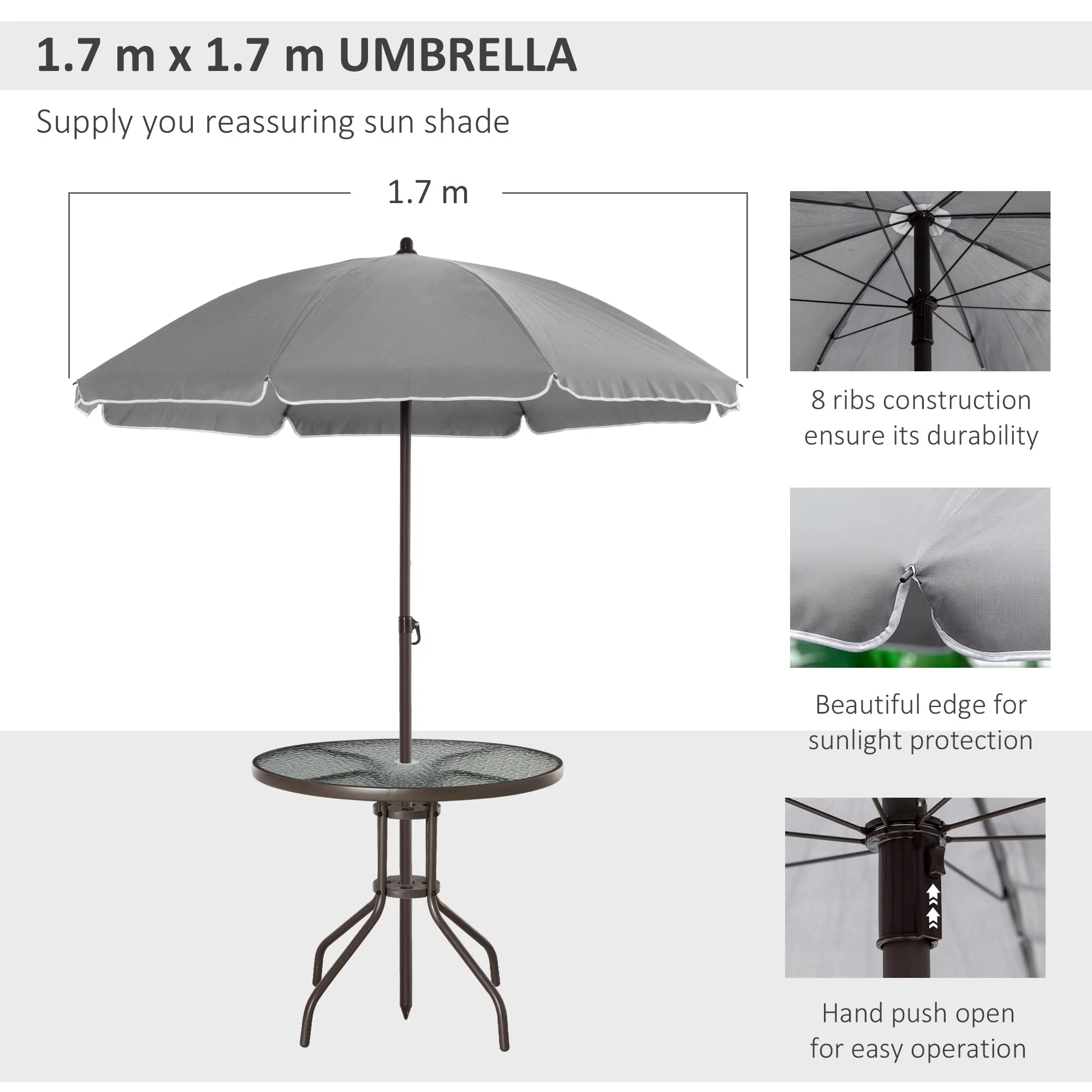 Outsunny 6 Piece Patio Dining Set for 4 with Umbrella