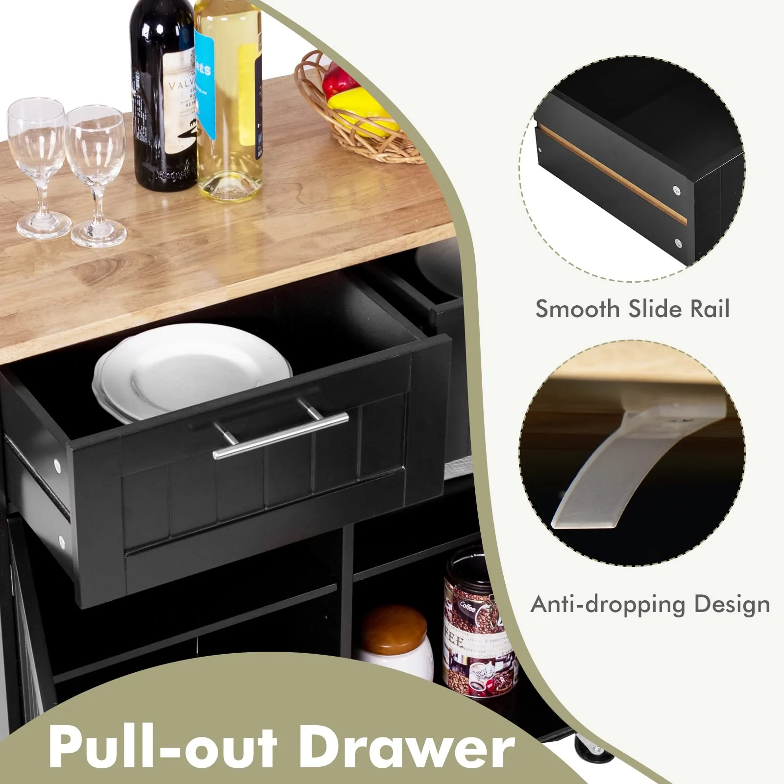 Giantex Kitchen Island Cart with Side Towel Bar