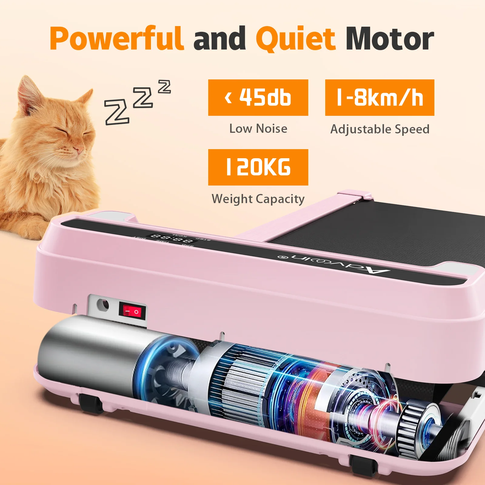 Walking Pad Under Desk Treadmill for Home Pink