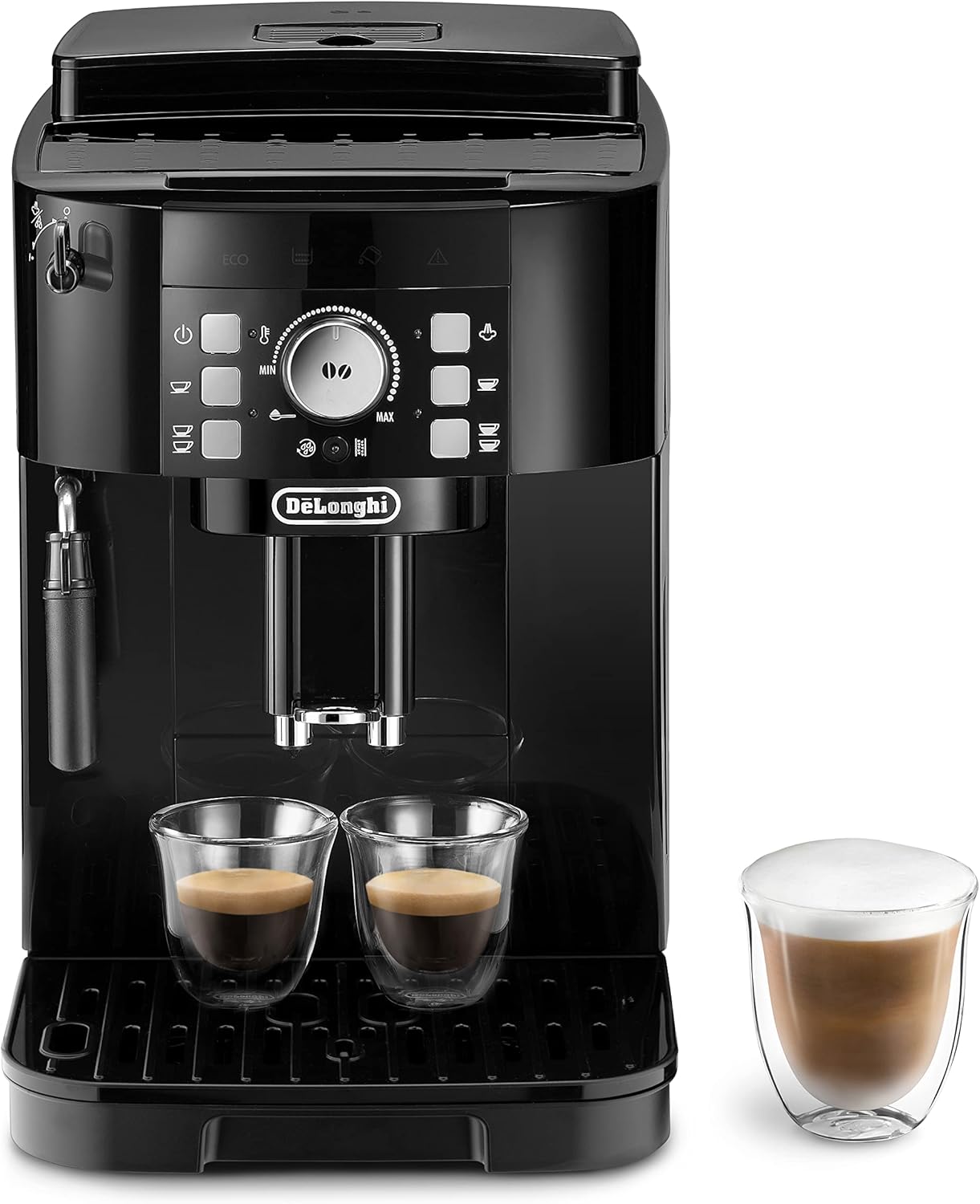 De'Longhi Magnifica S ECAM12.122.B, Automatic Coffee Machine, Manual Adjustable Milk Frother, Bean to Cup Espresso Machine, 4 One-Touch Recipes, Temperature Control, 2 Espresso at Once, Black