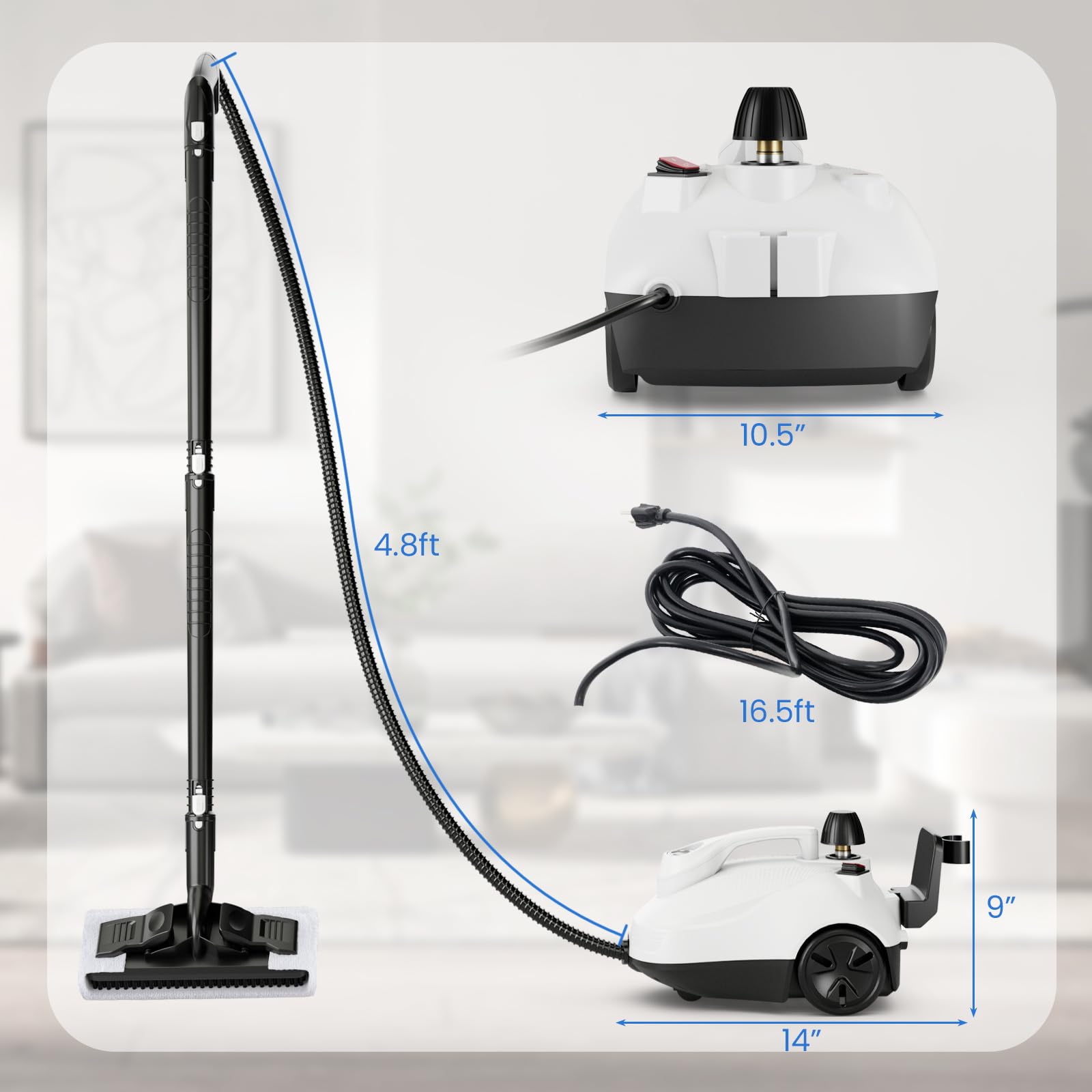 Multipurpose Steam Cleaner, 1800W Portable Household Steamer with 15 Accessories