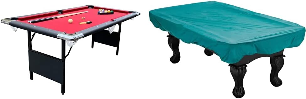 Hathaway Fairmont 6 Ft Portable Pool Table, Adults Folding Billiards Tables for Game Room with Easy Foldable Storage, Includes Full Set of Billiard Balls, Cues, Chalk & Brush