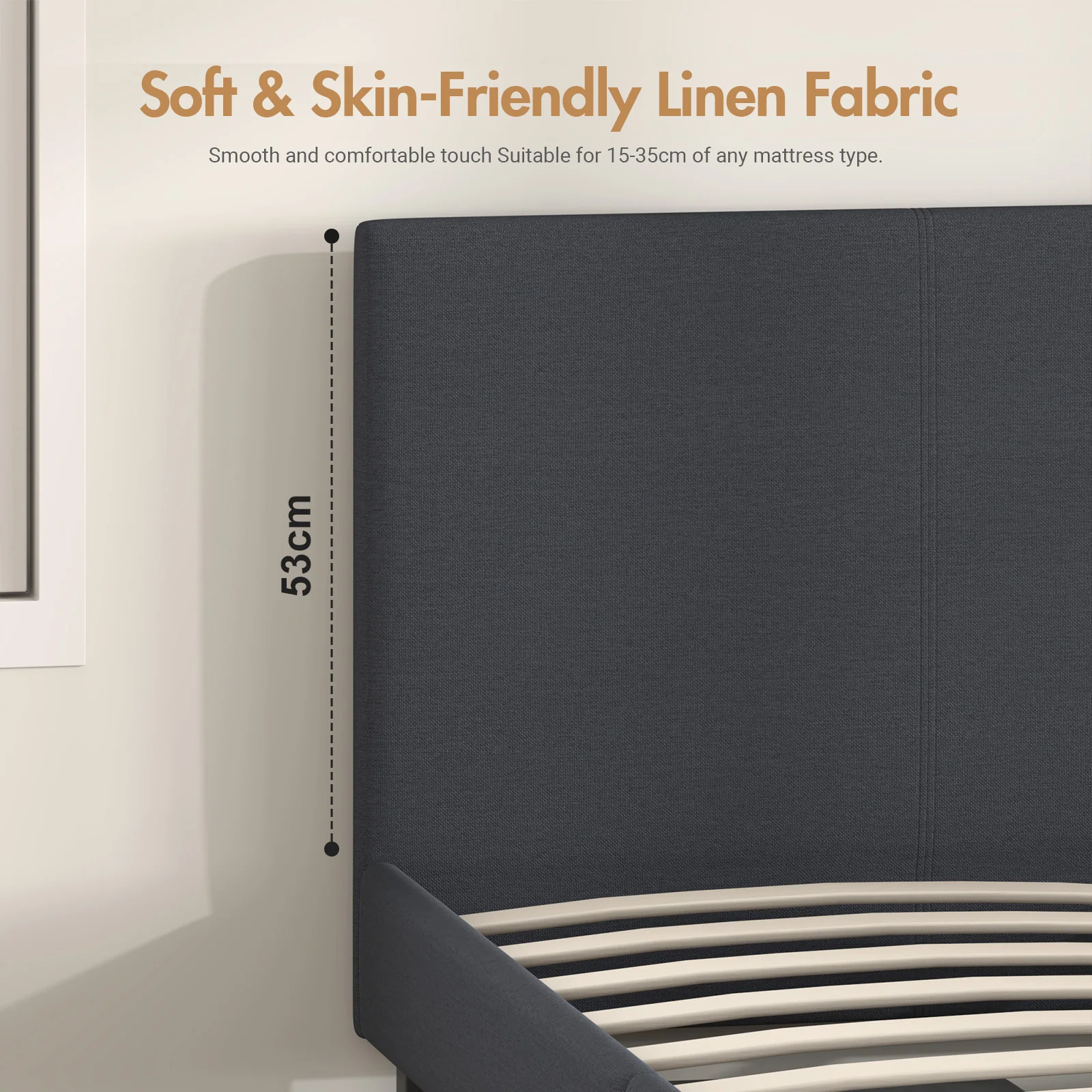 Bed Frame Double Size Mattress Base Upholstered