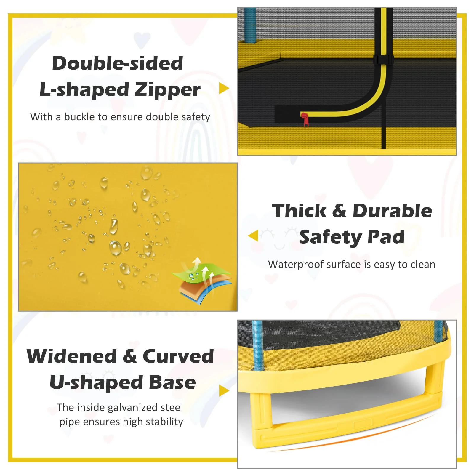 7FT Kids Trampoline with Safety Enclosure Net