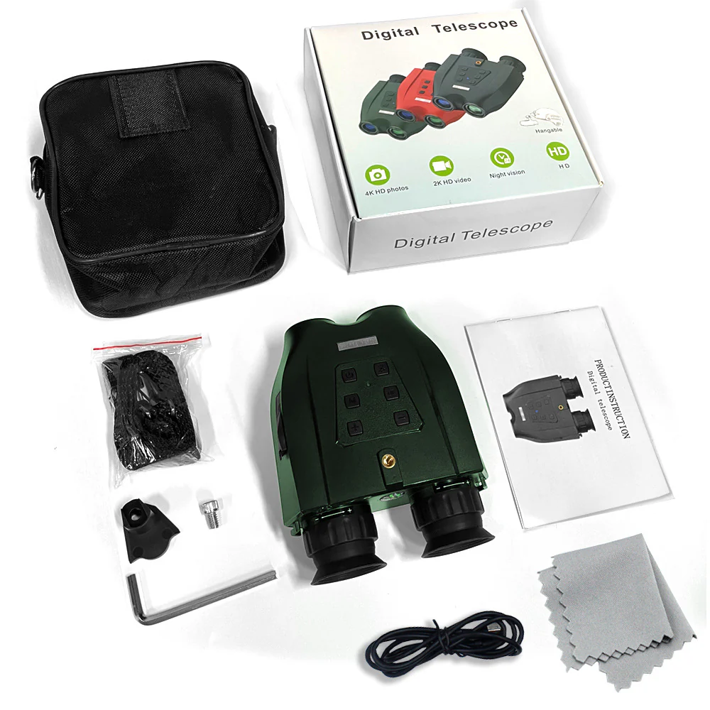 Black Professional HD Digital Night Vision Binoculars - 6X Optical Zoom, IR Illumination, Record 2.5K Video & 48MP Photos