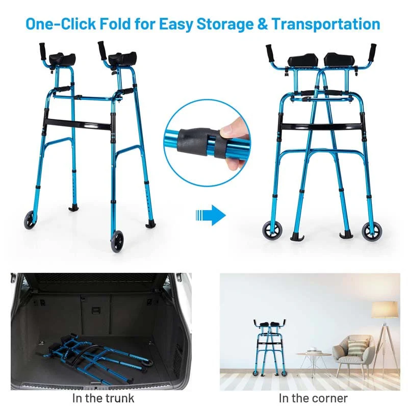 Foldable Standard Walker 440lbs Walking Mobility Aid with 5