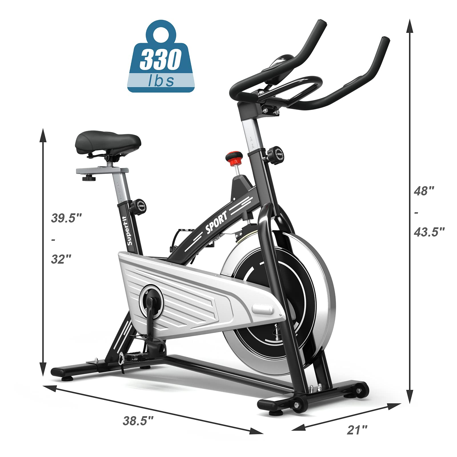 Indoor Exercise Cycling Bike, Smooth Belt Drive Stationary Bike W/ Heart Rate, LCD Monitor