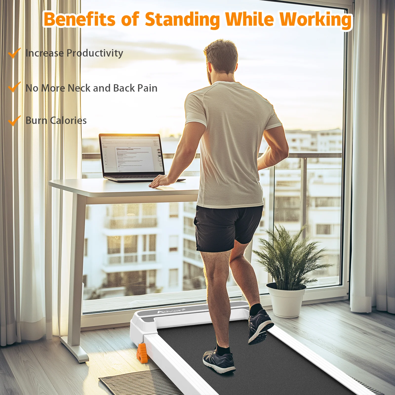 Walking Pad Manual Incline Treadmill White