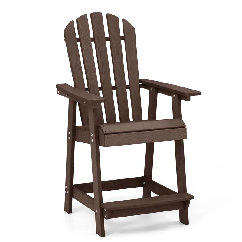 Outdoor HDPE Tall Adirondack Chair with Armrest & Footrest, Weather Resistant 47
