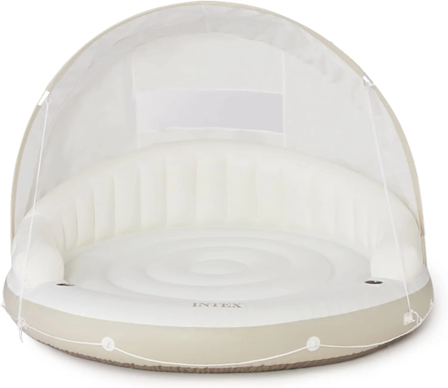 Canopy Island Inflatable Pool Float: Comfortable Lounge Surface �C Built-in Cup Holders �C Detachable Sunshade �C 440lb Max Weight Capacity �C 78.5