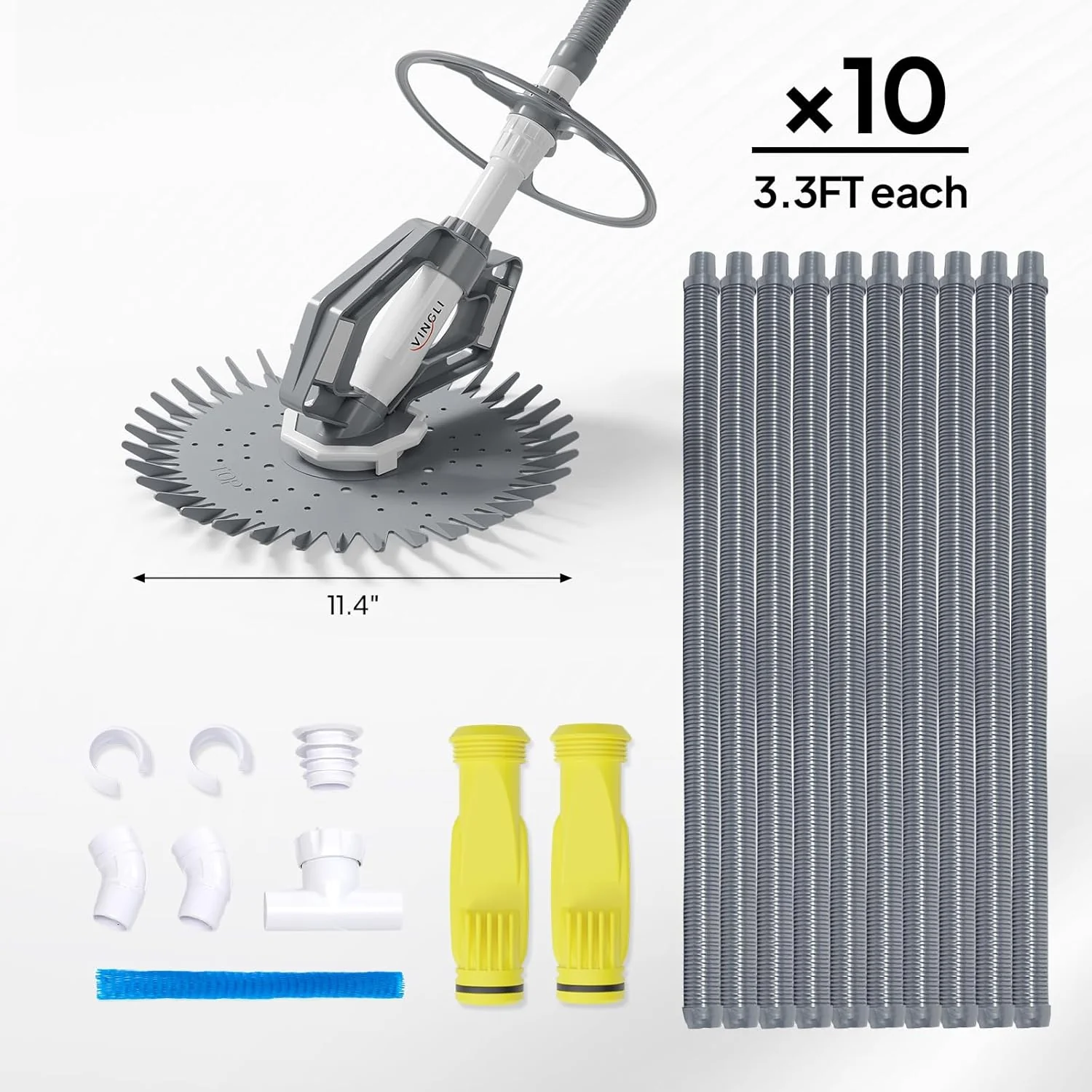 Pool Vacuum Cleaner Automatic Sweeper Swimming Pool Creepy Crawler Vacuum with 33FT Hoses (Navy Blue&White)