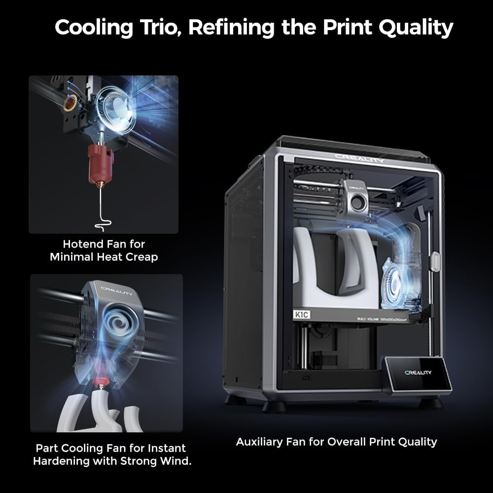 2024 New Version Creality K1C 3D Printer, 600mm/s Fast Printing Speed and Clog-free Direct Extruder, Support 300�� Printing and Carbon Fiber Filament, Auto Leveling and AI Camera 8.66*8.66*9.84 inch