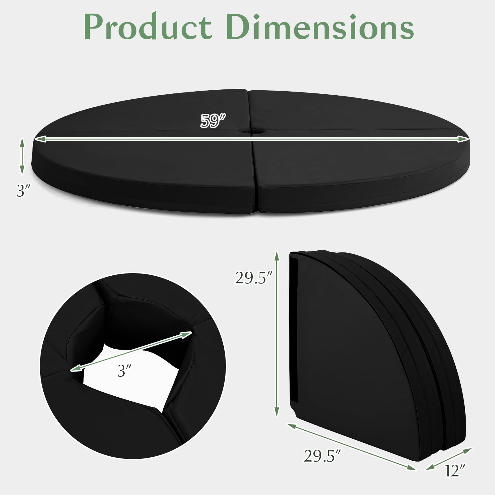 Pole Dance Crash Mat, Round Portable Yoga Mat with EPE Foam, Safety Dancing Cushion Specialized Fall Safety Padding