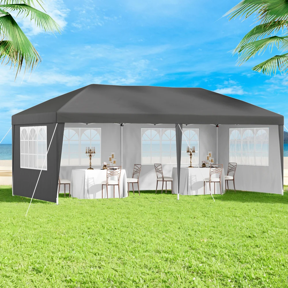 Instahut Gazebo 3x6m Pop Up Marquee Wedding Party Outdoor Camping Canopy Grey