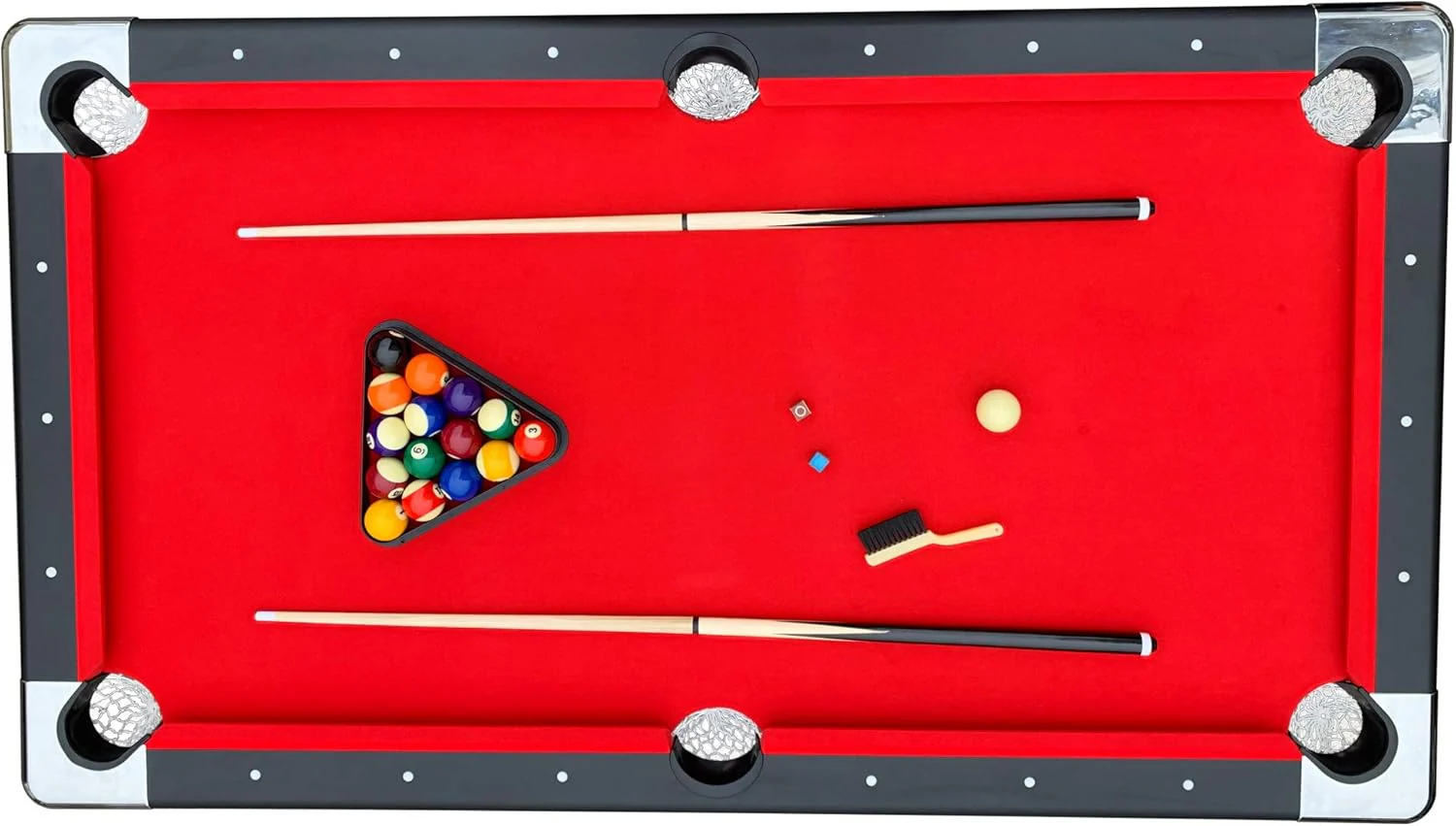 Hathaway Fairmont 6 Ft Portable Pool Table, Adults Folding Billiards Tables for Game Room with Easy Foldable Storage, Includes Full Set of Billiard Balls, Cues, Chalk & Brush