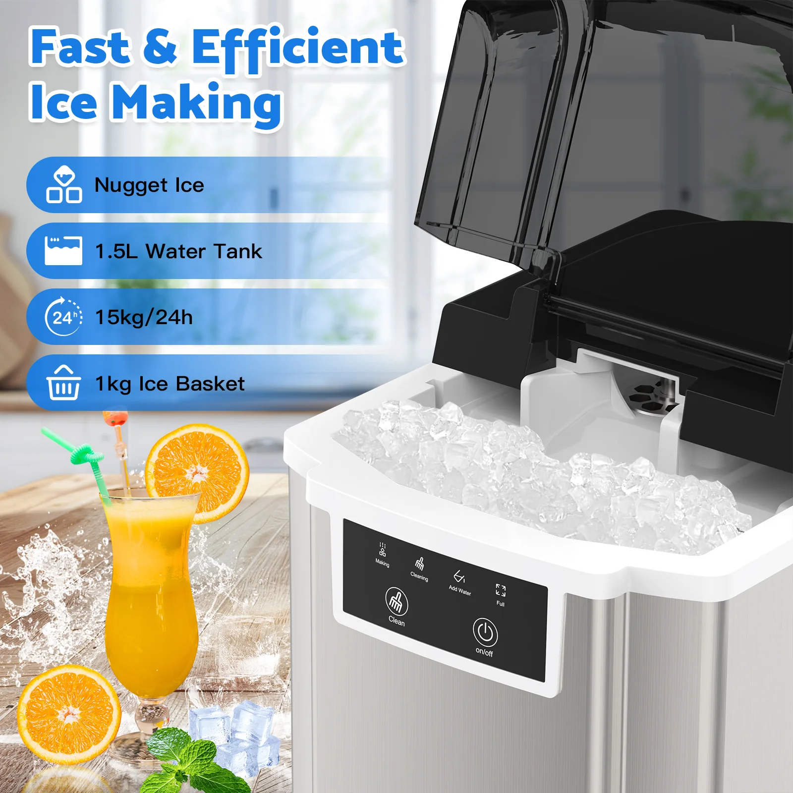 Nugget Ice Maker Countertop with Soft Chewable Ice
