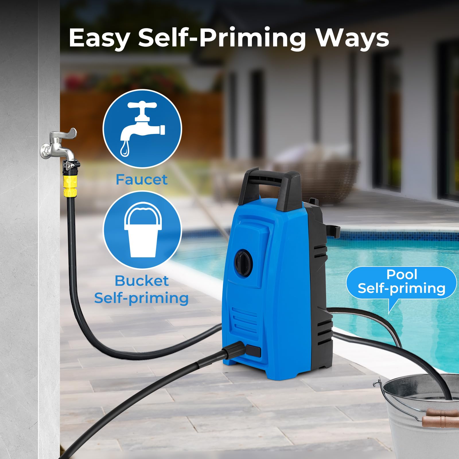 Electric Pressure Washer, 1900 PSI 1.8 GPM High Pressure Power Washer w/ 4 Quick Connect Nozzles