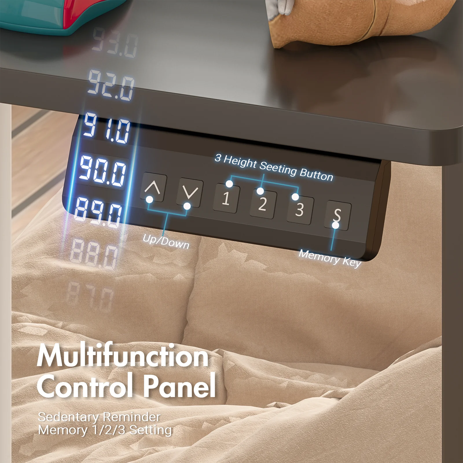 Electric Standing Desk with Monitor Stand Black