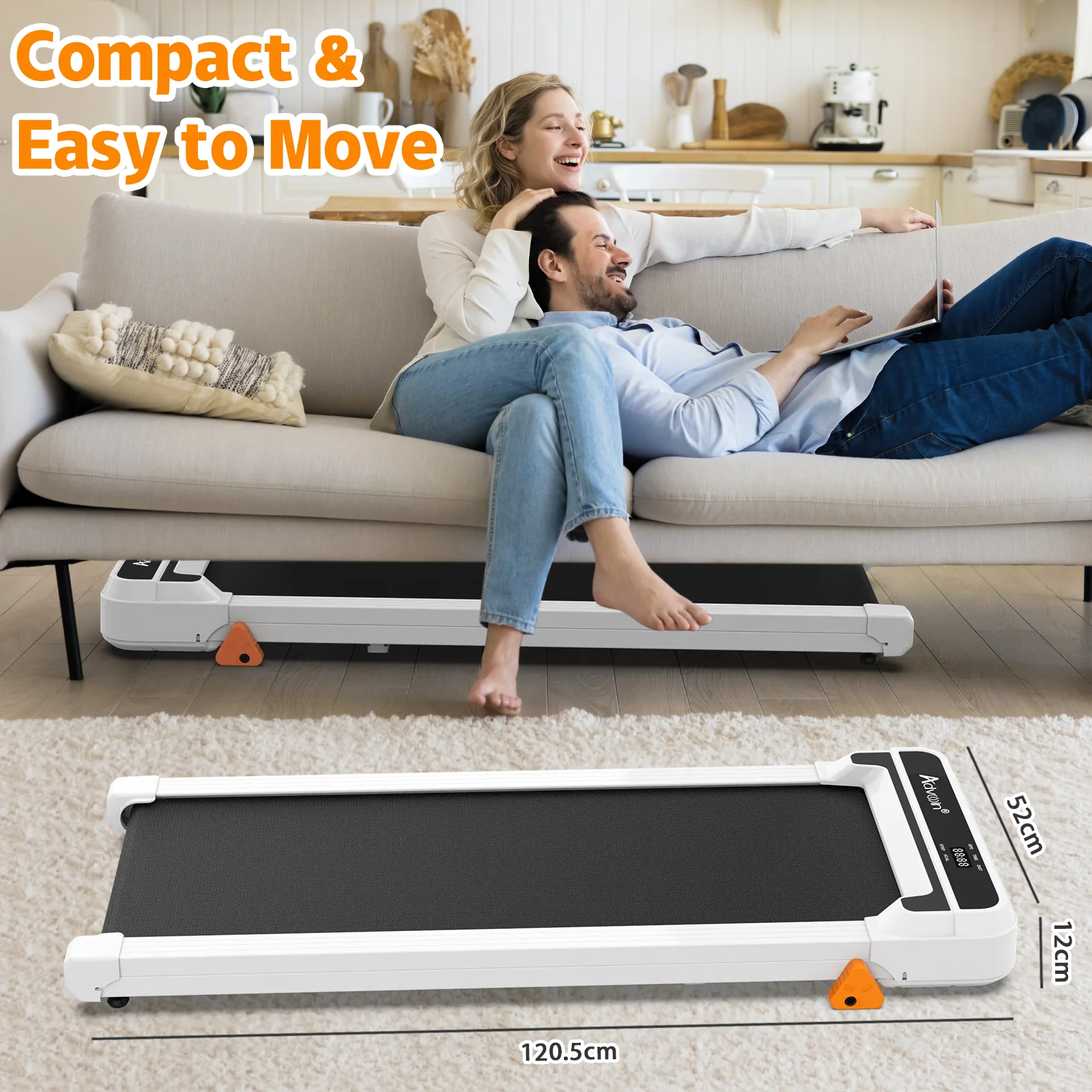 Walking Pad Manual Incline Treadmill White