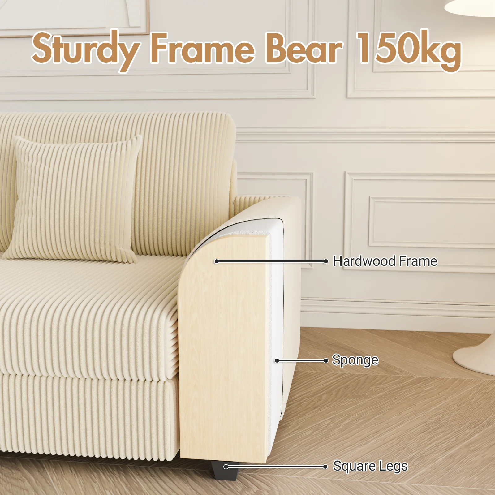 1 Seater Sofa Corduroy Armchair Couch(Pre-order)