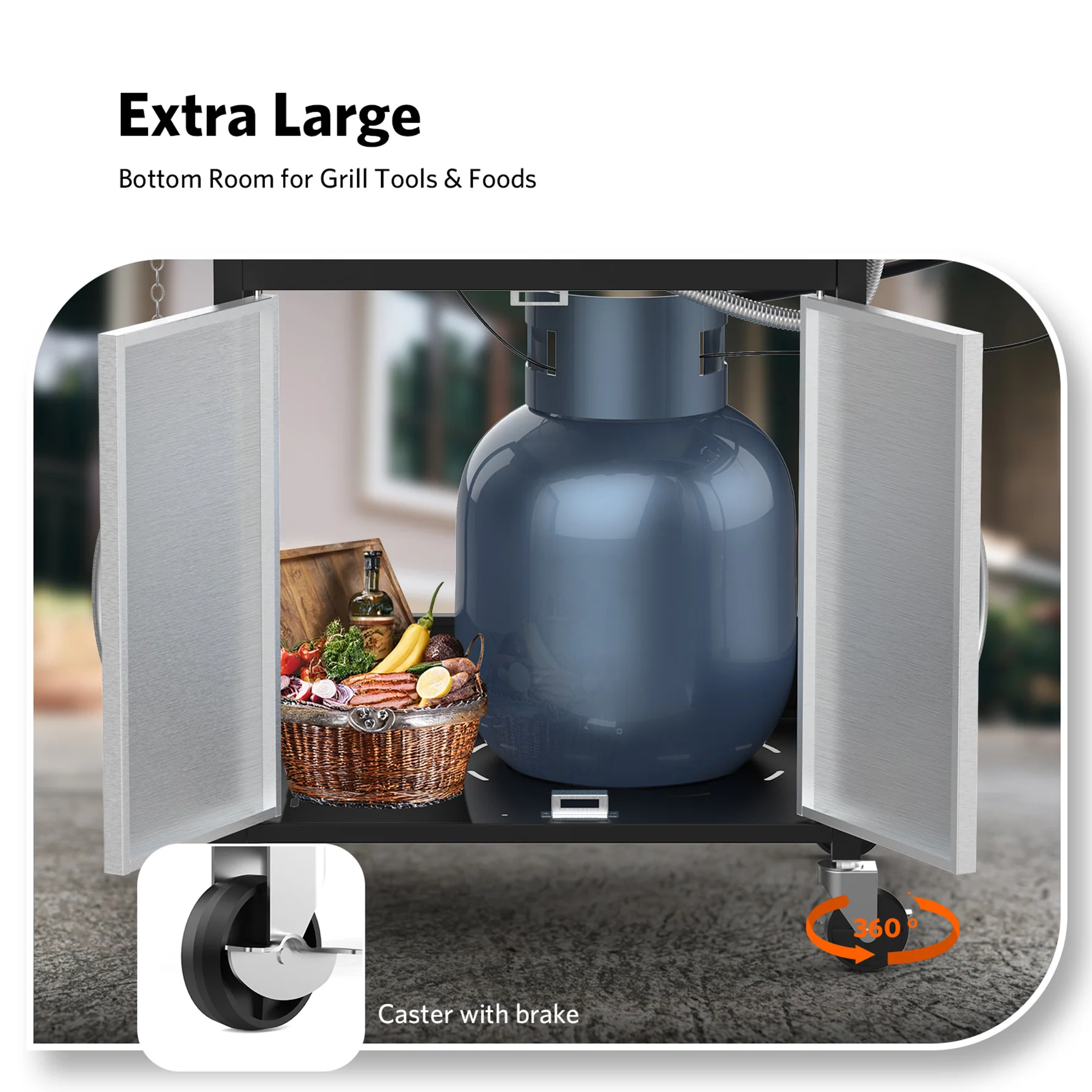 3+1/4+1 Burner Freestanding Propane Gas Grill With Side Burner And Cabinet