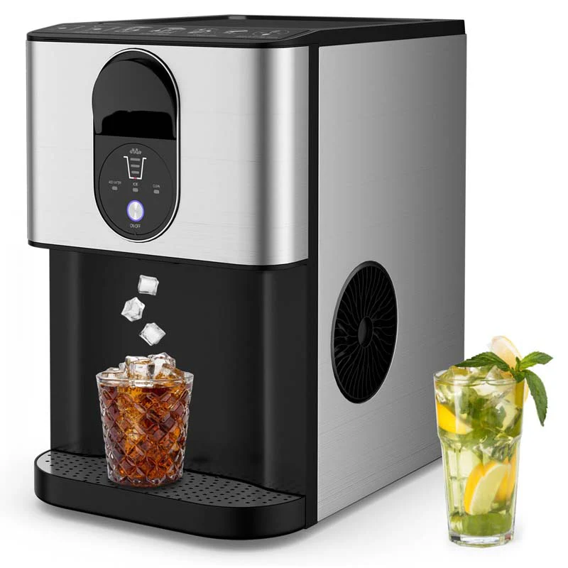56 LBS/24H Nugget Ice Maker Countertop, Self-Dispensing Pepple Chewable Ice Making Machine with Self-Cleaning System