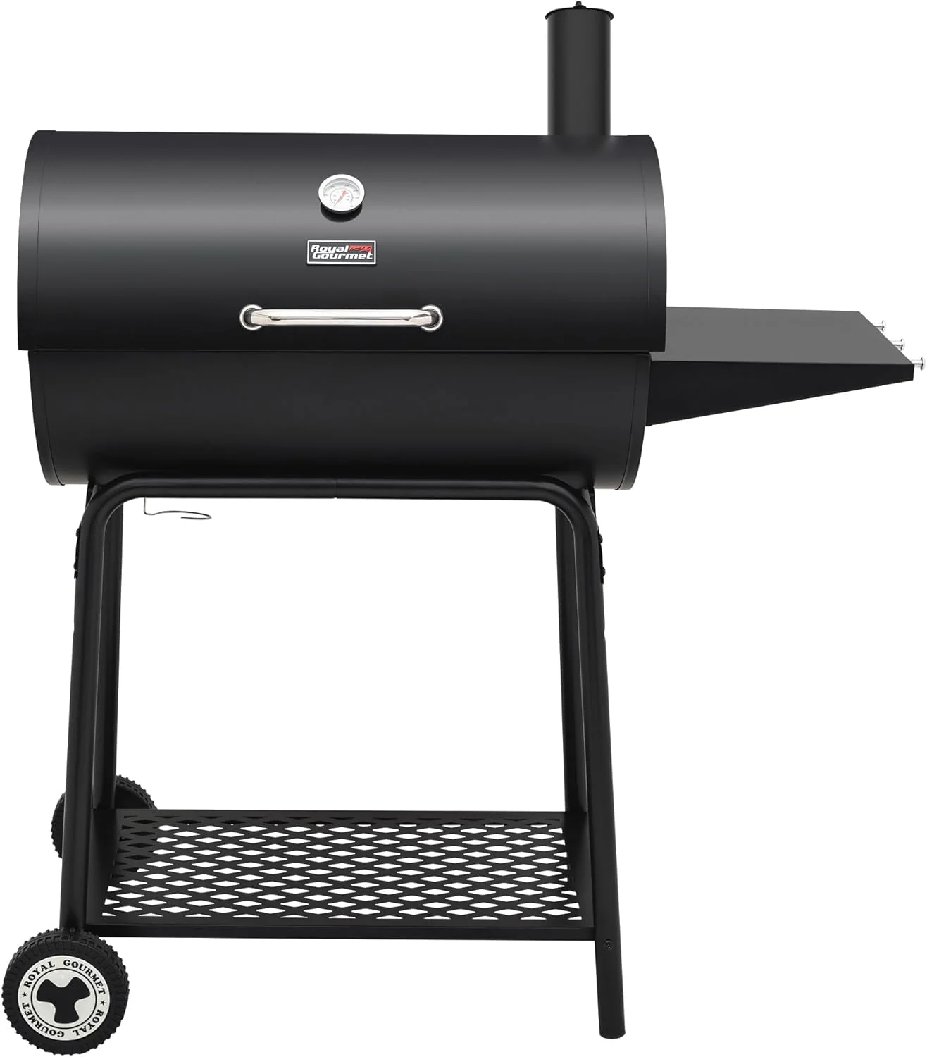 Royal Gourmet CC1830 30 Inch Barrel Charcoal Grill with Side Table, Outdoor BBQ Grill with 627 Sq. In. Cooking Space for Backyard, Patio and Parties, Black