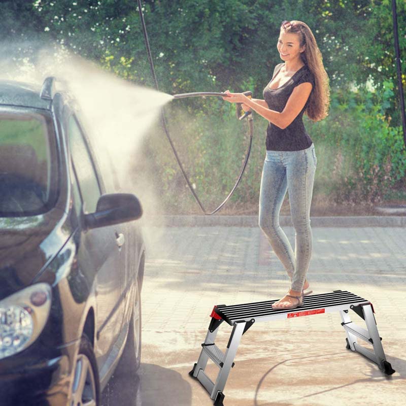 330lbs Capacity Aluminum Folding Work Platform Step Ladder Portable Work Bench Drywall Stool