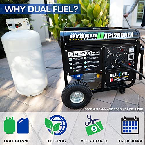 DuroMax XP12000EH Dual Fuel Generator �C 12,000W Gas/Propane, 457cc 4-Stroke Engine, EPA/CARB Compliant