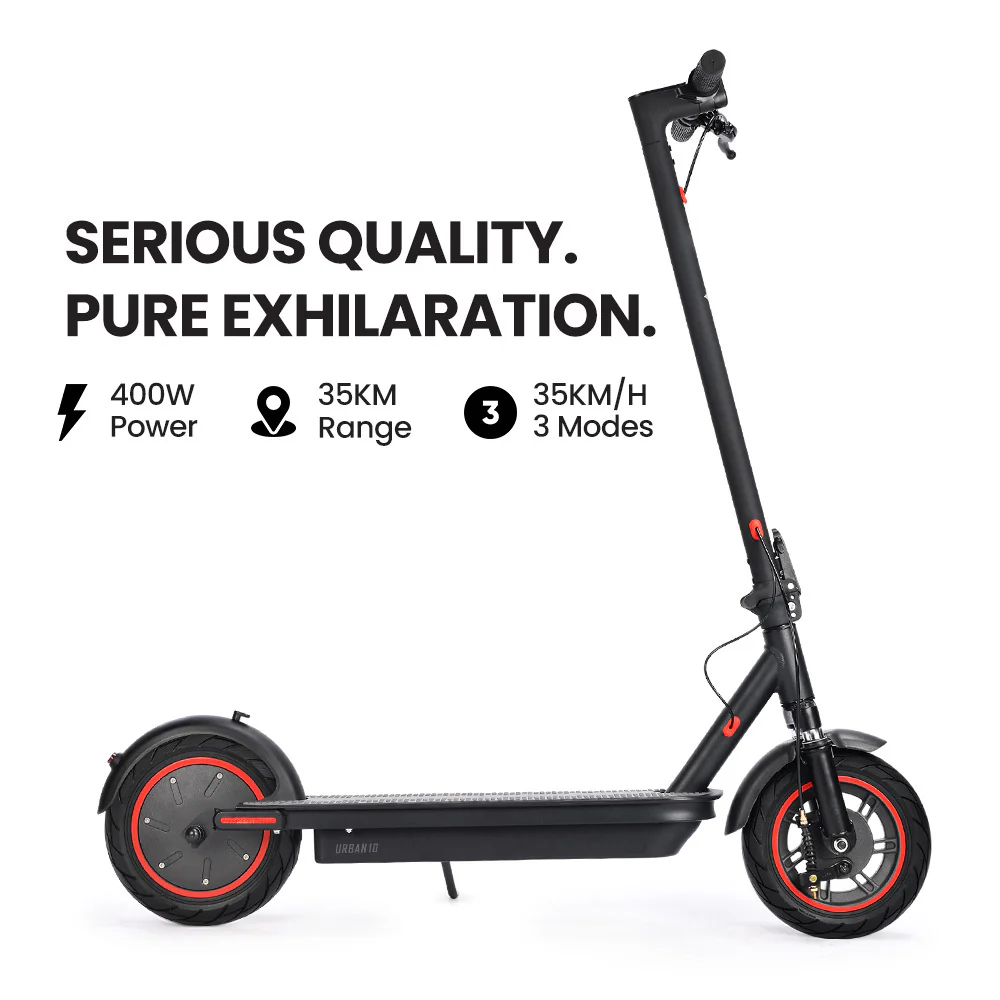 ALPHA Urban 10 Electric Scooter, 35km/h, Suspension, 35km Range, 10-Inch Wheels, Brushless Motor, Free APP, Motorised Commuter eScooter for Adults, Black