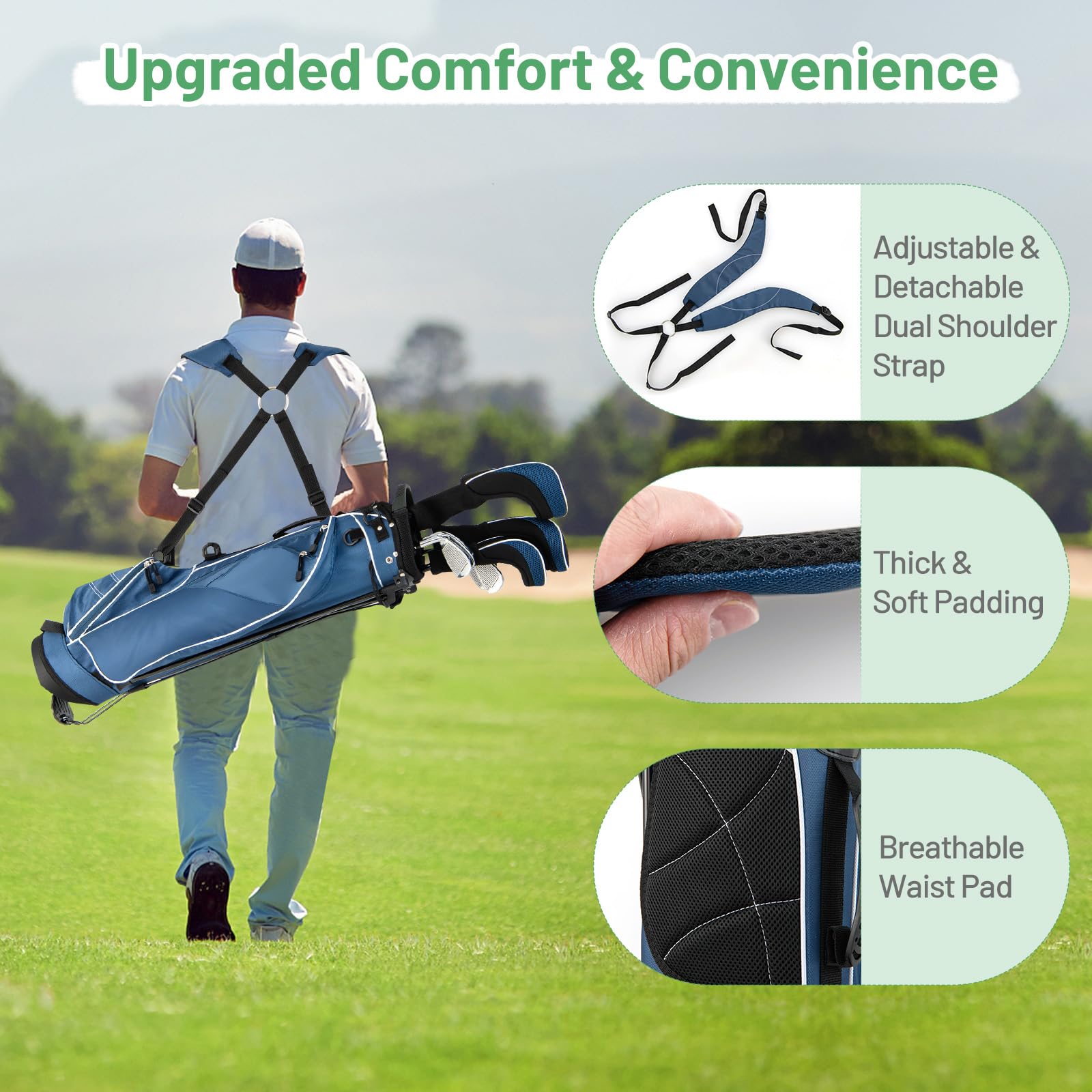Golf Stand Bag, Lightweight Golf Club Bag with 4 Way Top Dividers