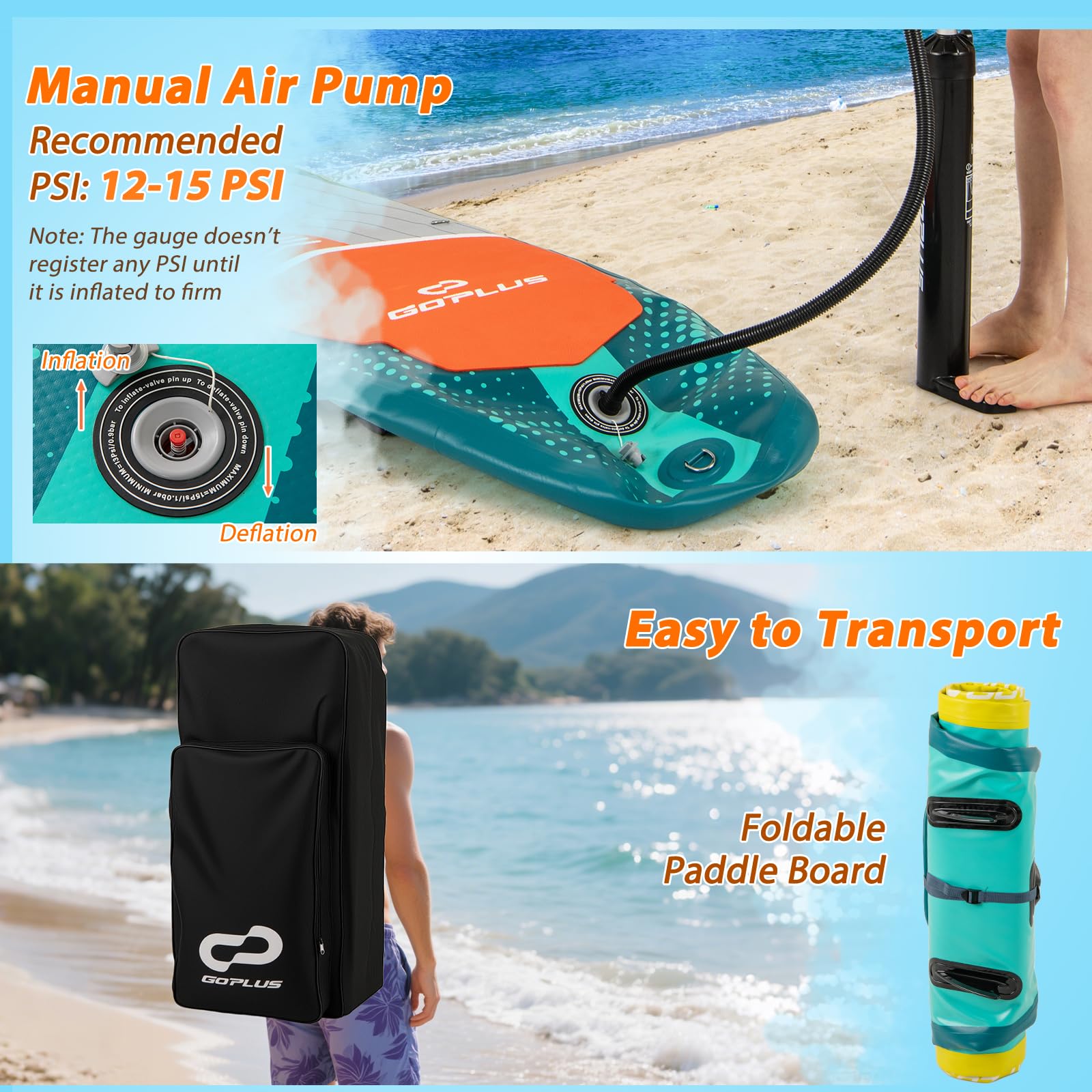 Goplus 11FT Inflatable Stand Up Paddle Board for Adults with Premium Kayak Seat