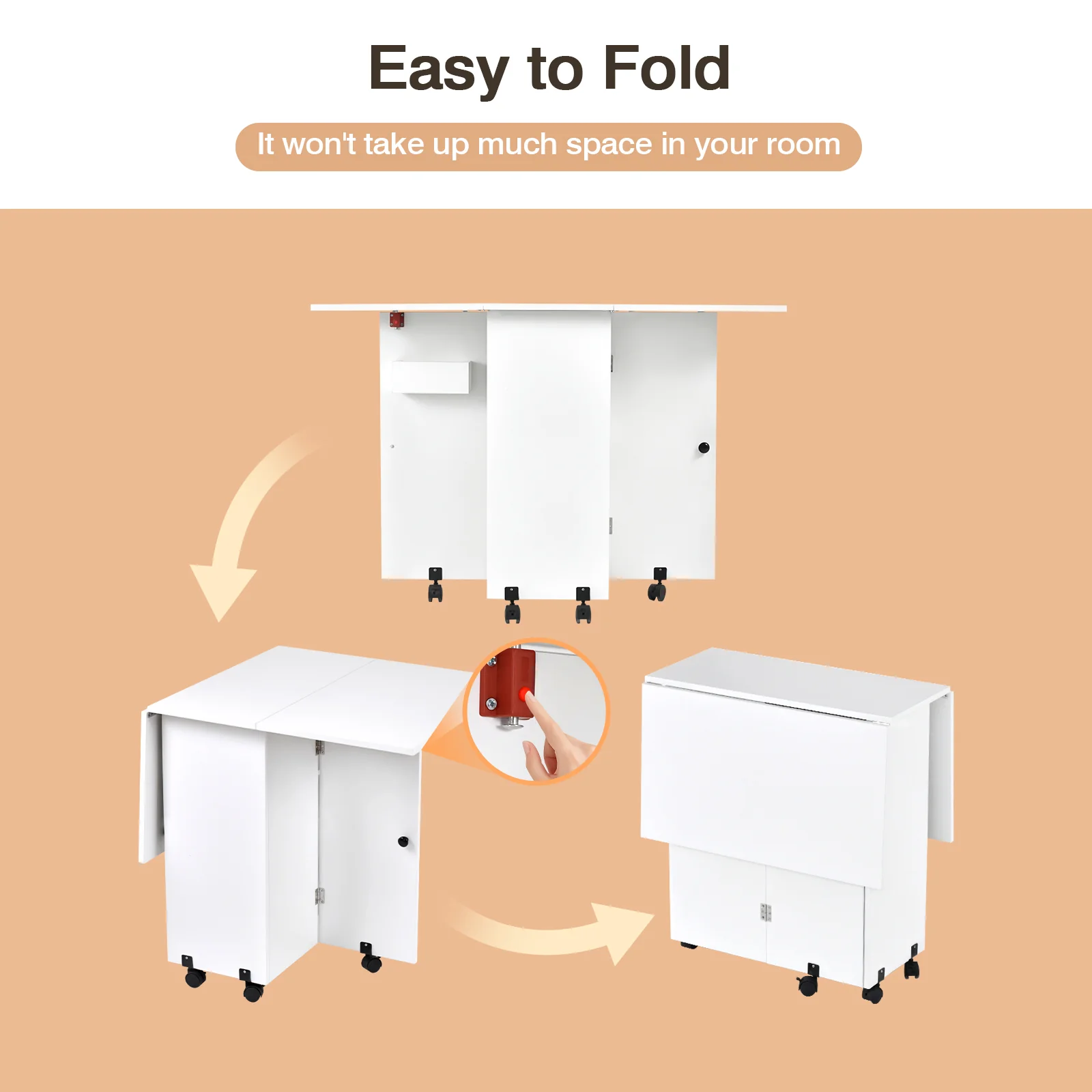 Foldable Dining Table with Storage Shelves