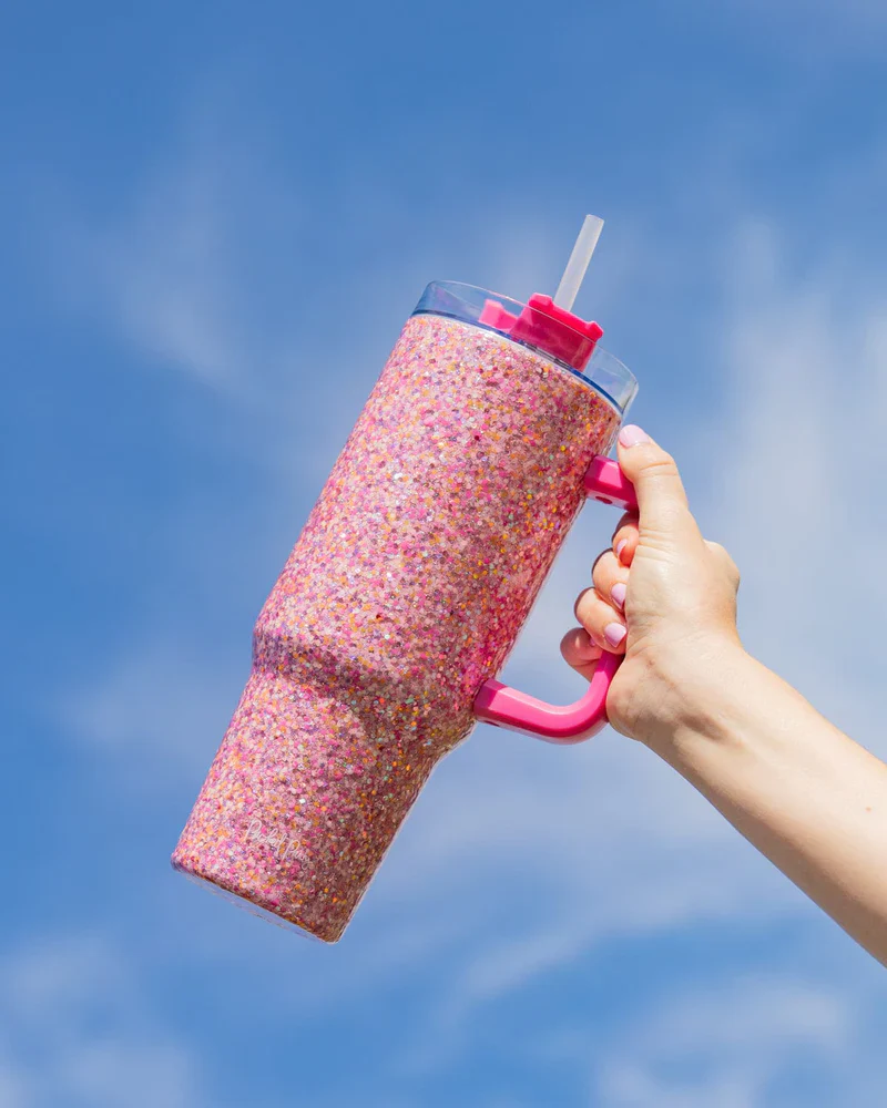 PINK GLITTER STAINLESS TUMBLER
